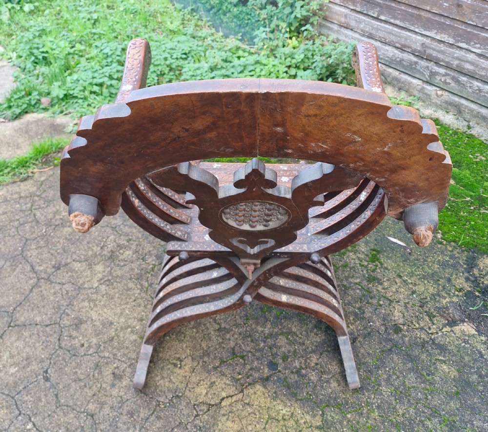 Carved and inlaid  Syrian armchair.  View III
