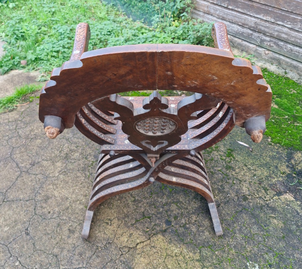 Carved and inlaid  Syrian armchair.  View V