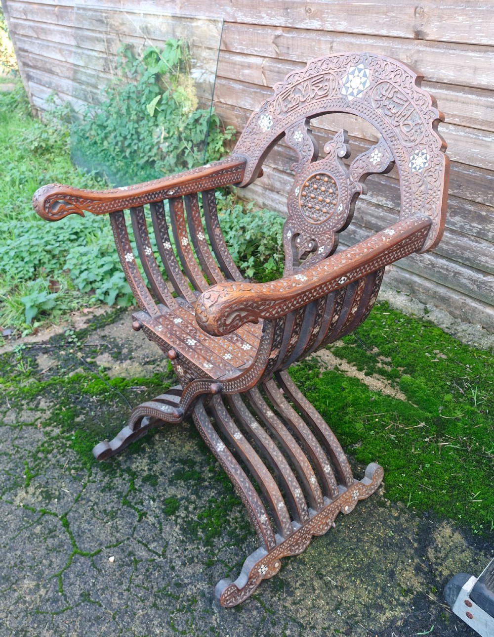 Carved and inlaid  Syrian armchair.  View IX