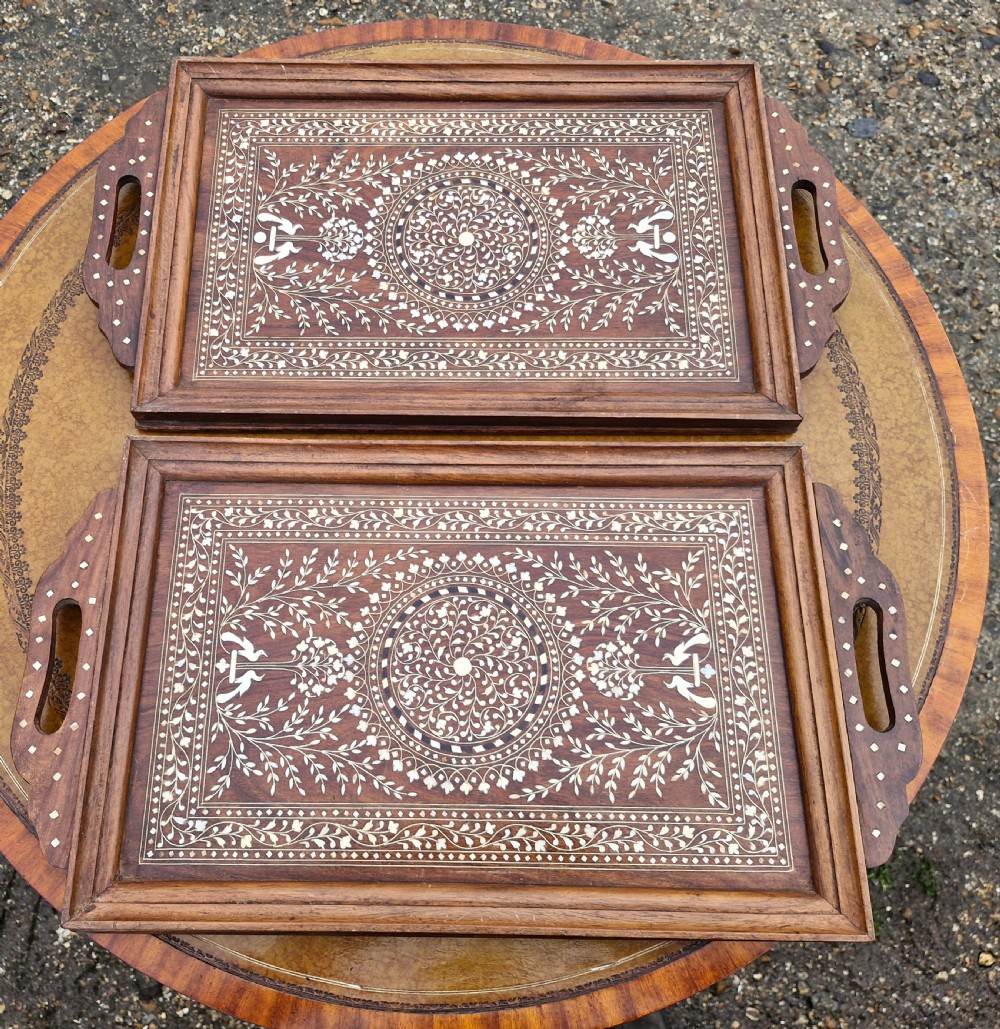 Pair of Anglo Indian bone inlaid trays. View IV