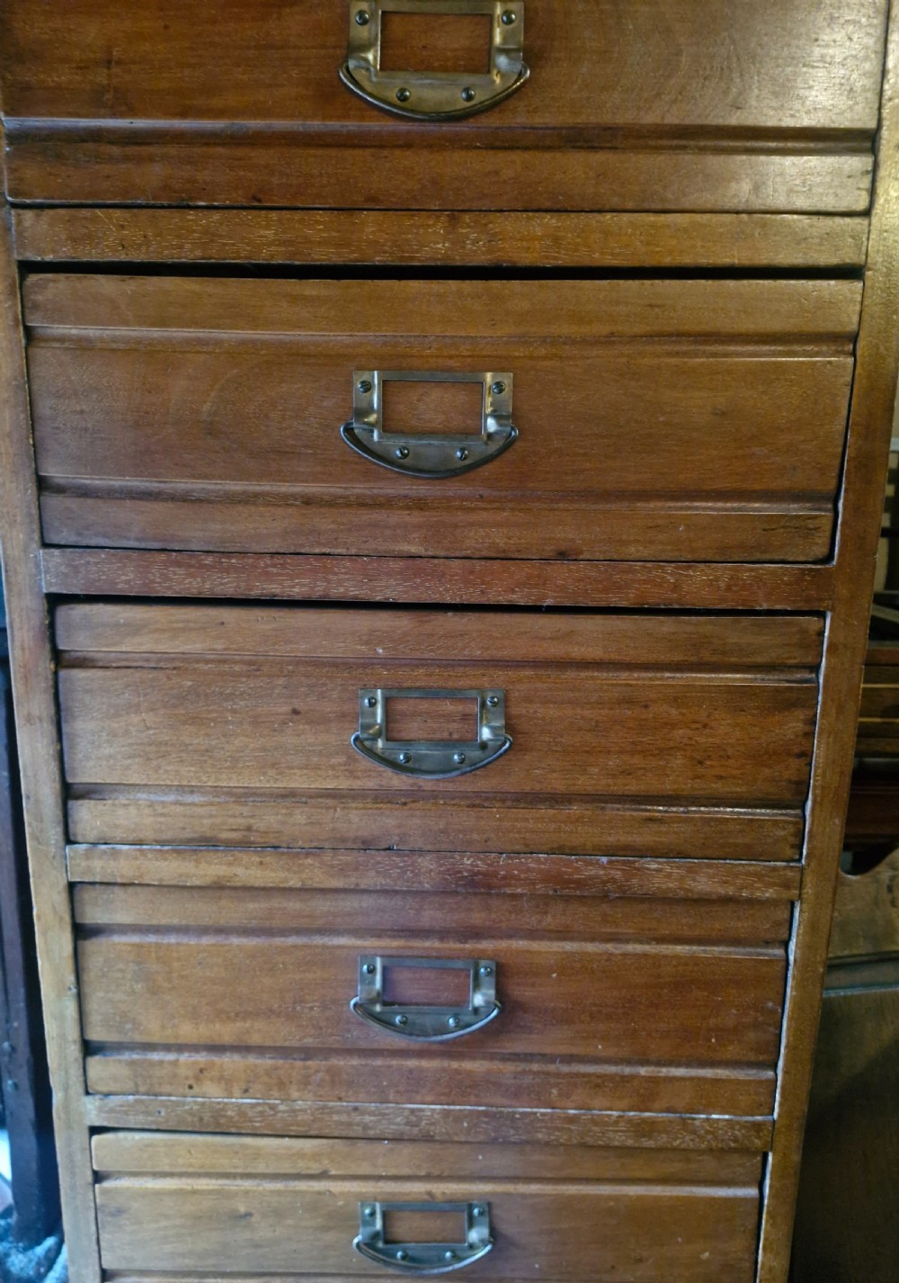 Edwardian walnut office filing cabinet.  View VIII