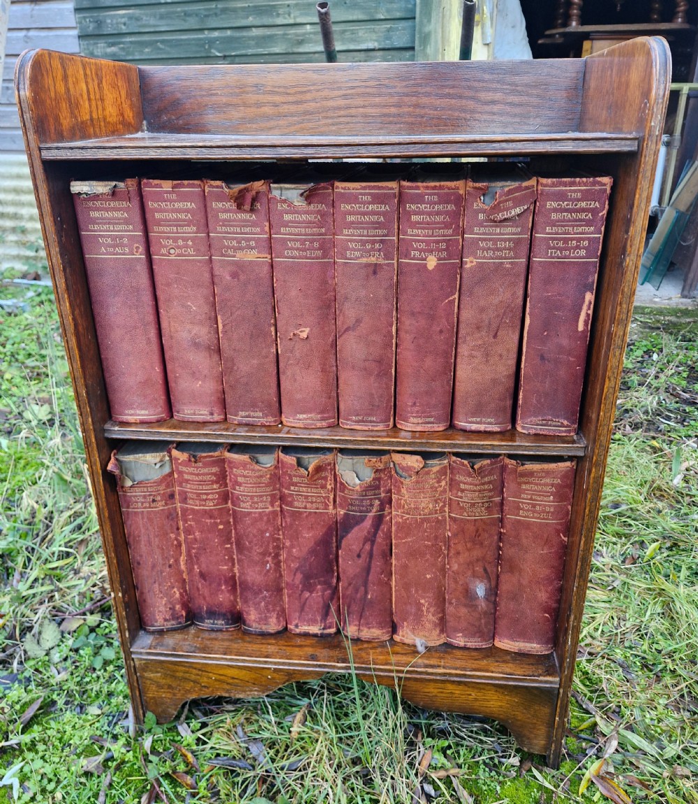 Set of Encyclopedia Britannica  - 1910 1911 in original bookcase.  View X