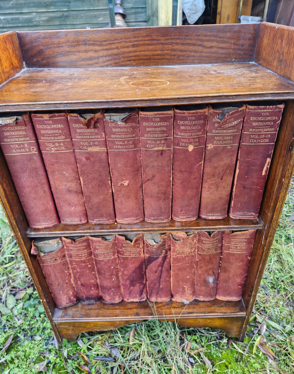 Set of Encyclopedia Britannica  - 1910 1911 in original bookcase.  View XIV