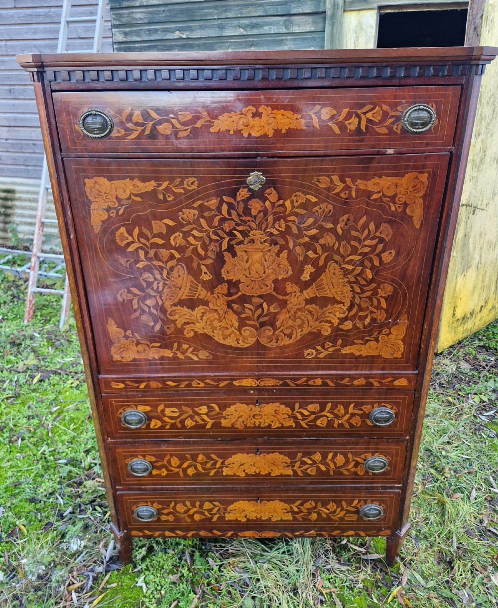 19th century Dutch marquetry escritoire writing desk. View XIII