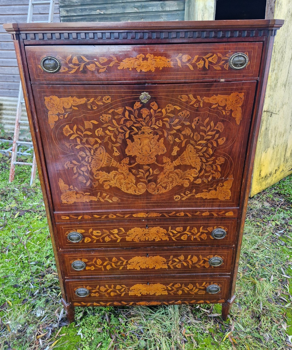 19th century Dutch marquetry escritoire writing desk. View XIV