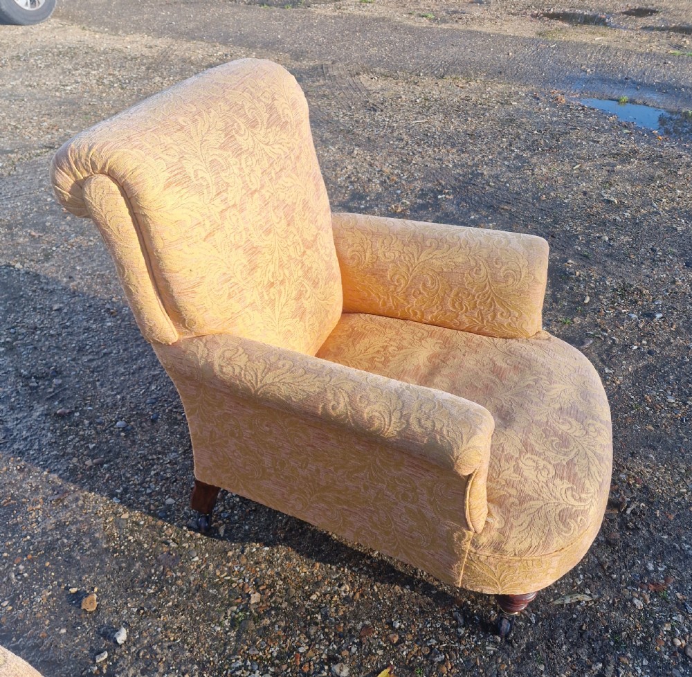 Late Victorian upholstered armchair in the style of Howard.  View III