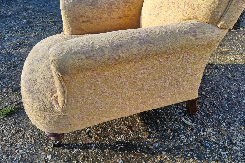 Late Victorian upholstered armchair in the style of Howard.  View V