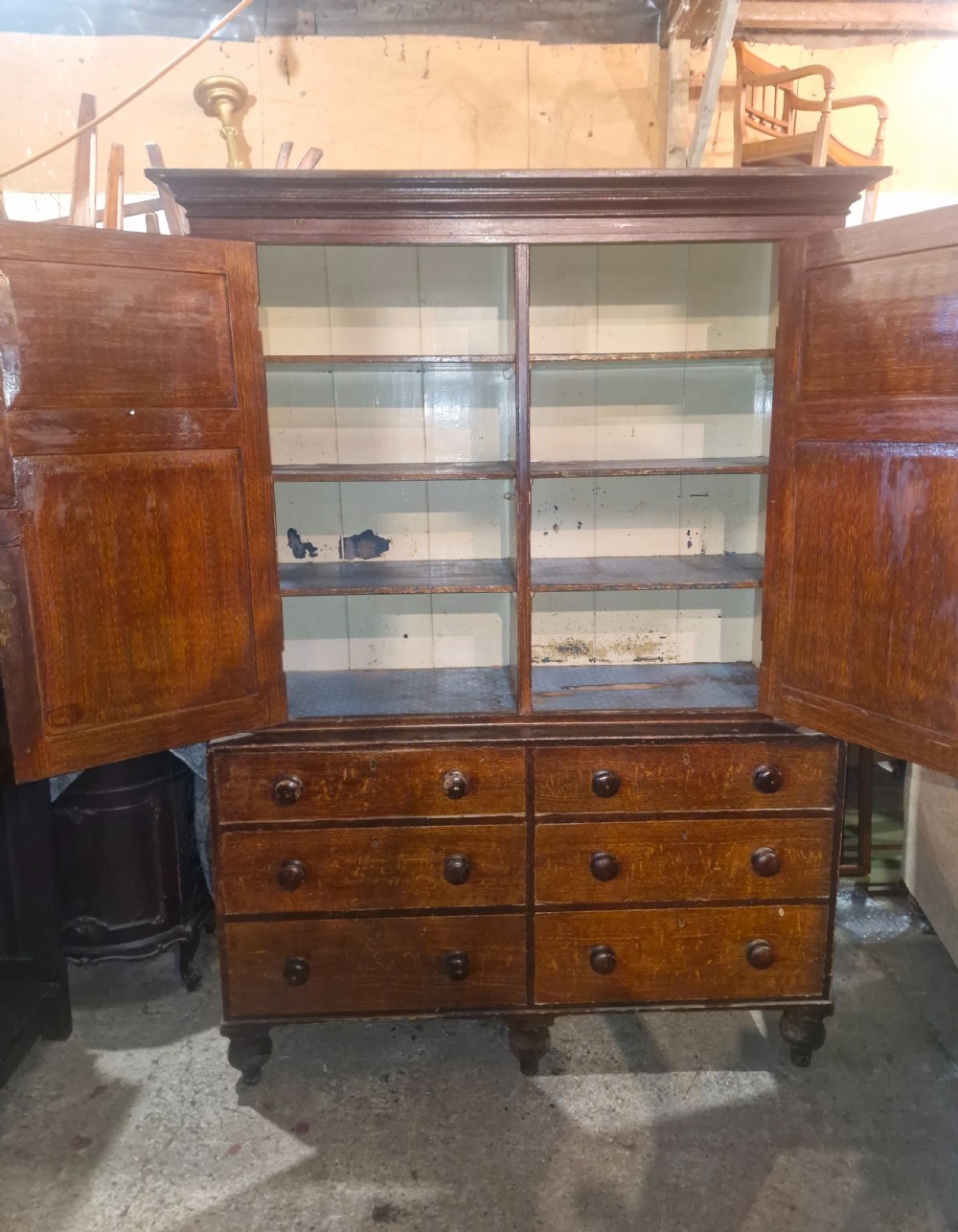 Totally original untouched pine farmhouse housekeepers cupboard.  View IV