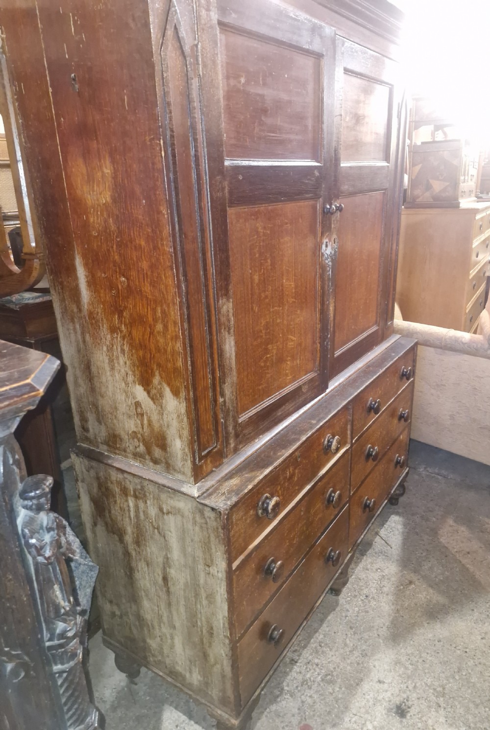 Totally original untouched pine farmhouse housekeepers cupboard.  View IX