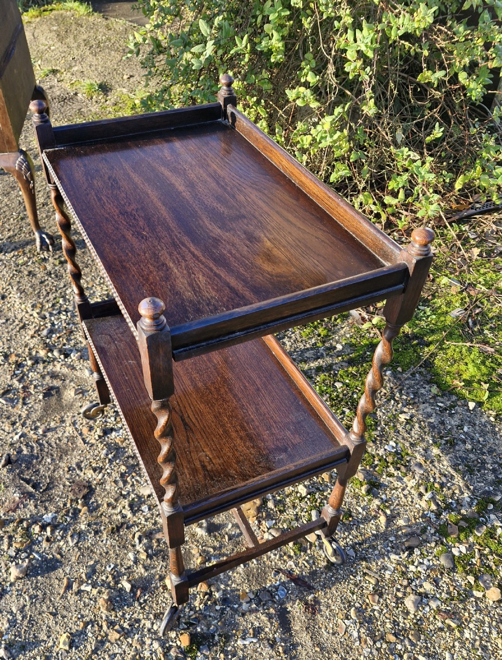 Oak 1920s 2 tier tea trolley. 