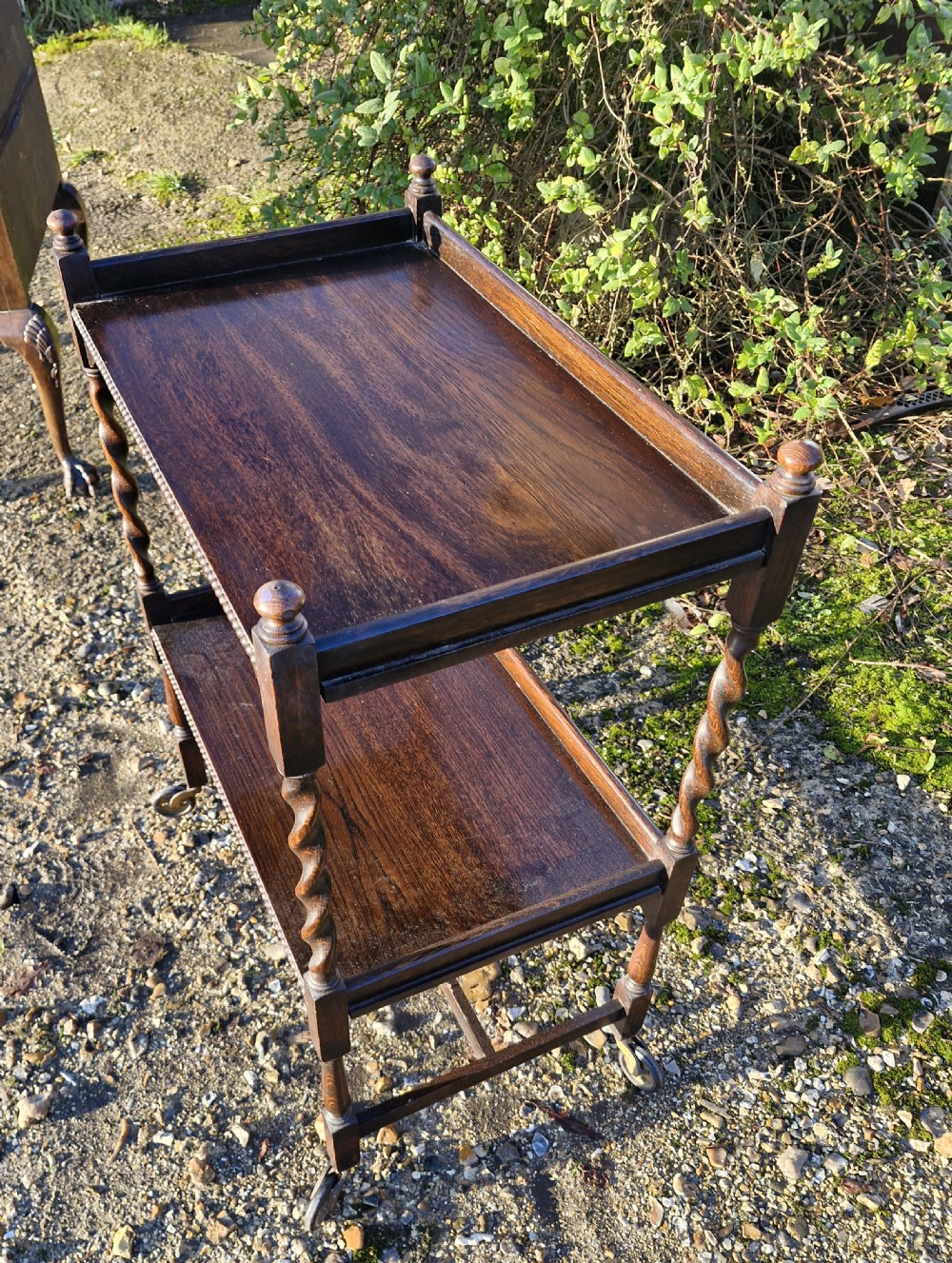 Oak 1920s 2 tier tea trolley.  View II