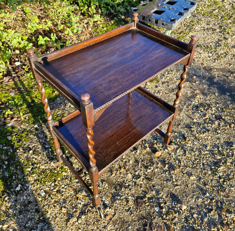Oak 1920s 2 tier tea trolley.  View III