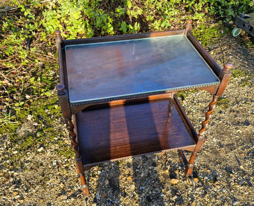 Oak 1920s 2 tier tea trolley.  View V