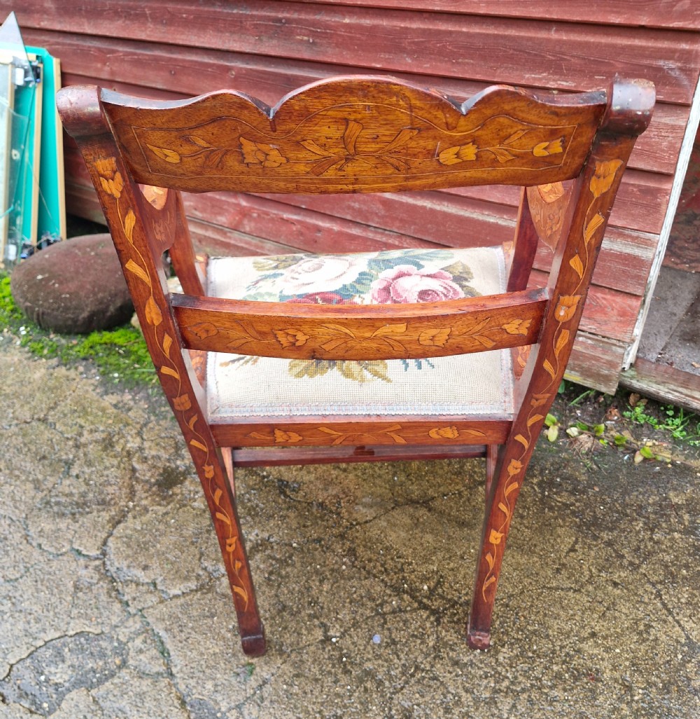 19th century Dutch marquetry desk armchair.  View II
