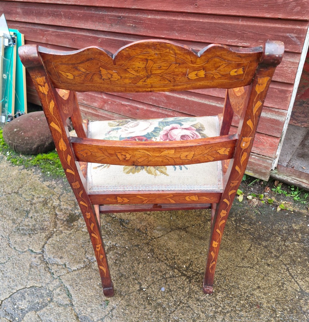 19th century Dutch marquetry desk armchair.  View III
