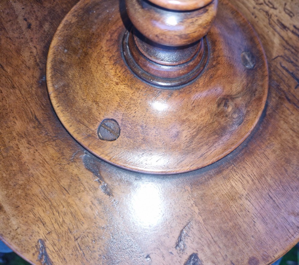 Antique walnut candle stand. View II