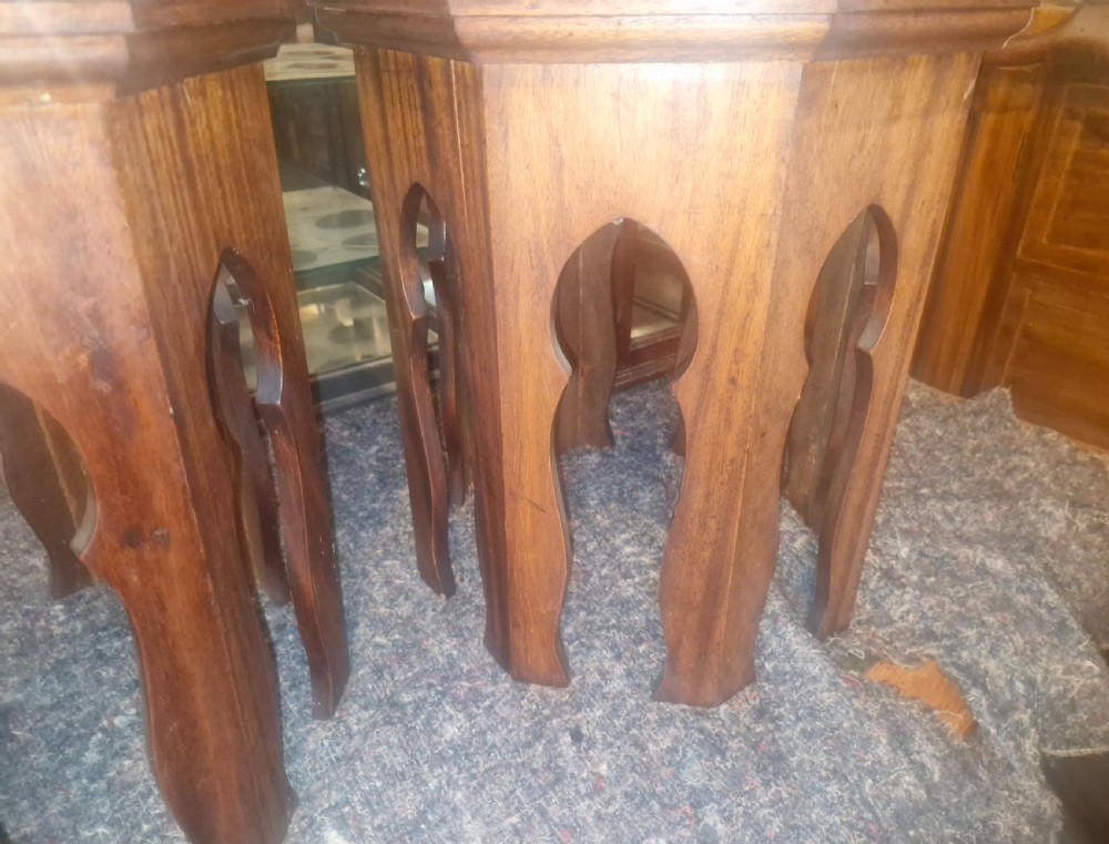 Pair of Moorish influence mahogany occasional tables.  View XV