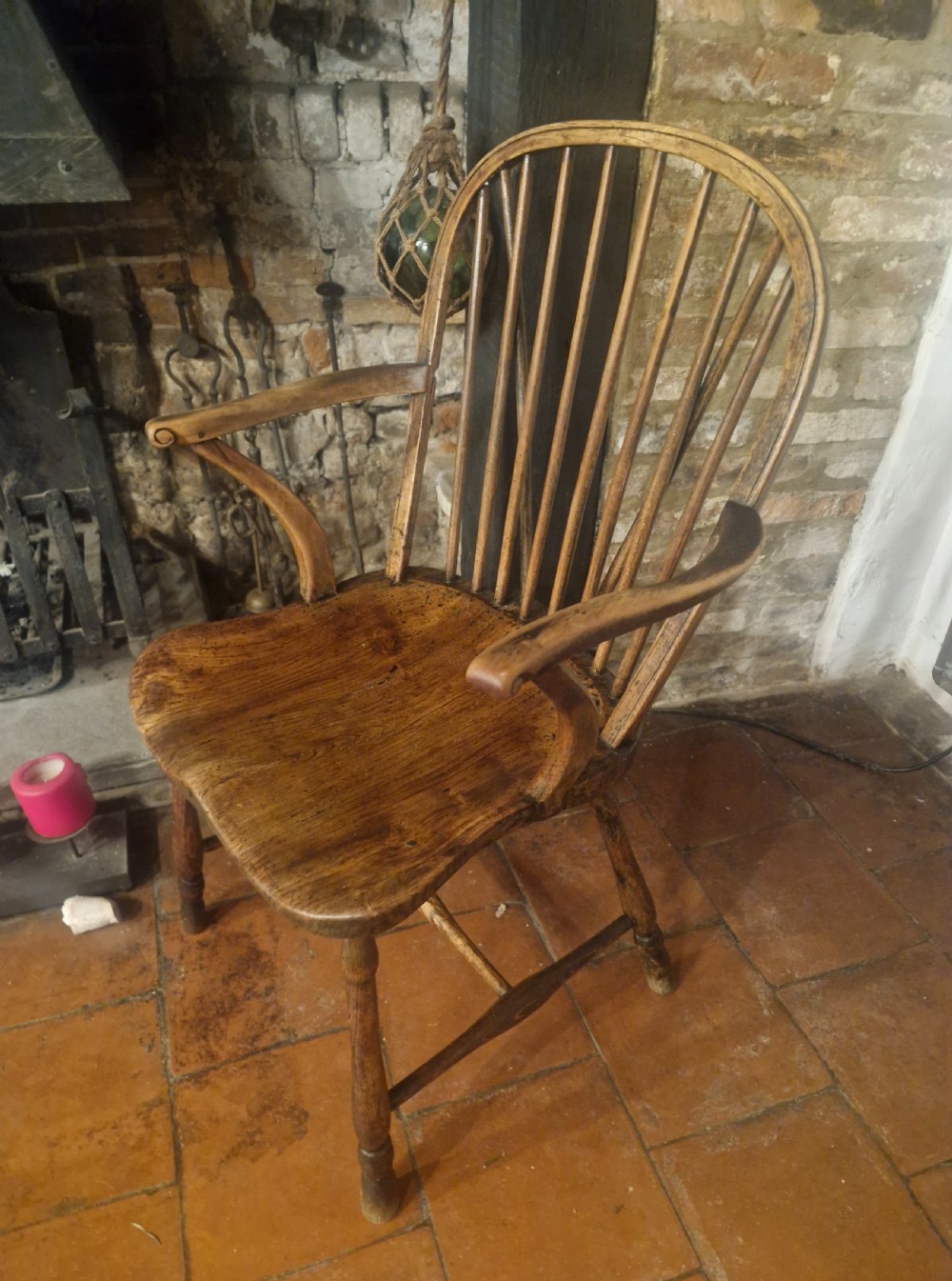 Early 19th century West Country stick back Windsor armchair. 