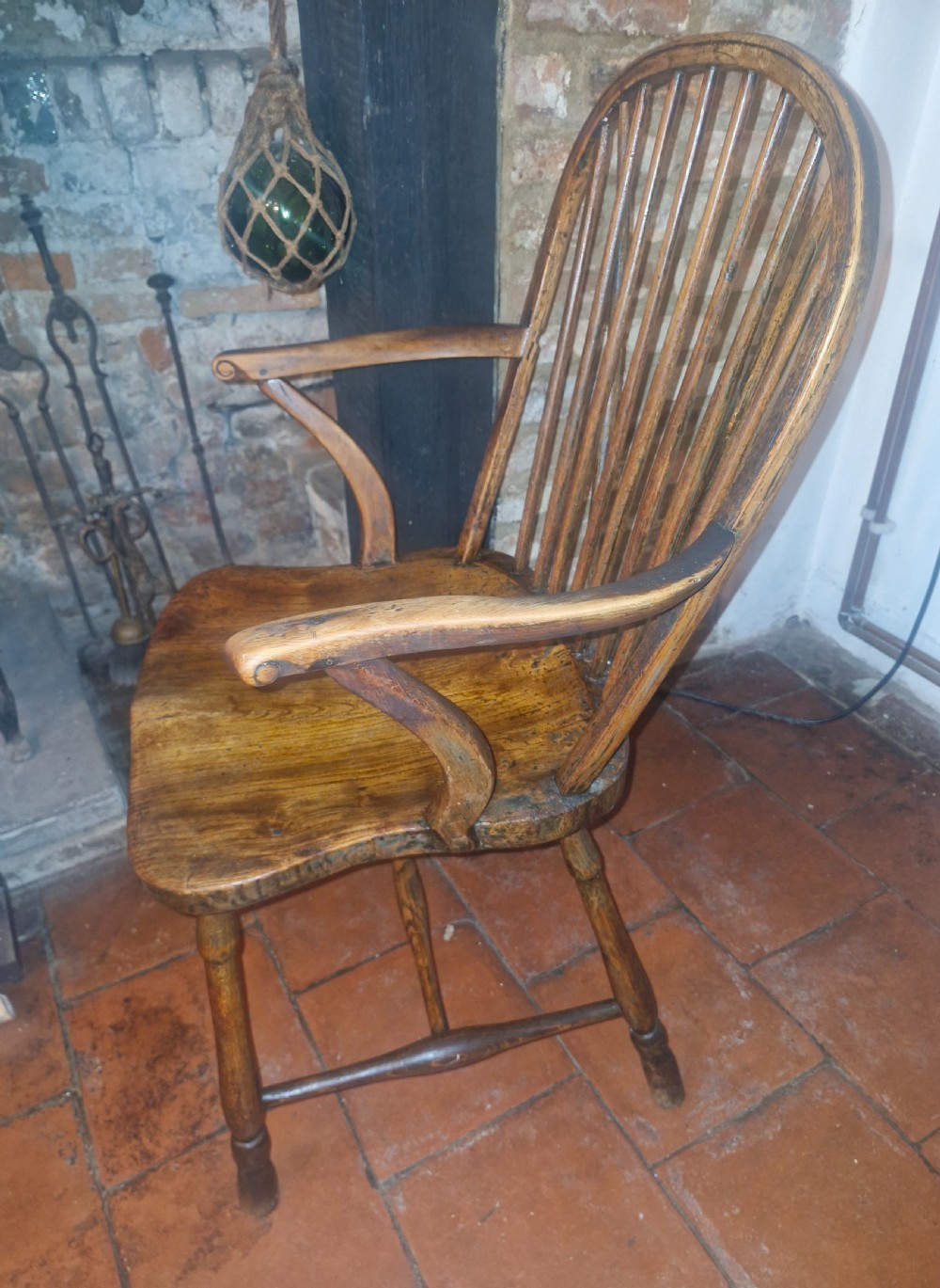 Early 19th century West Country stick back Windsor armchair.  View V