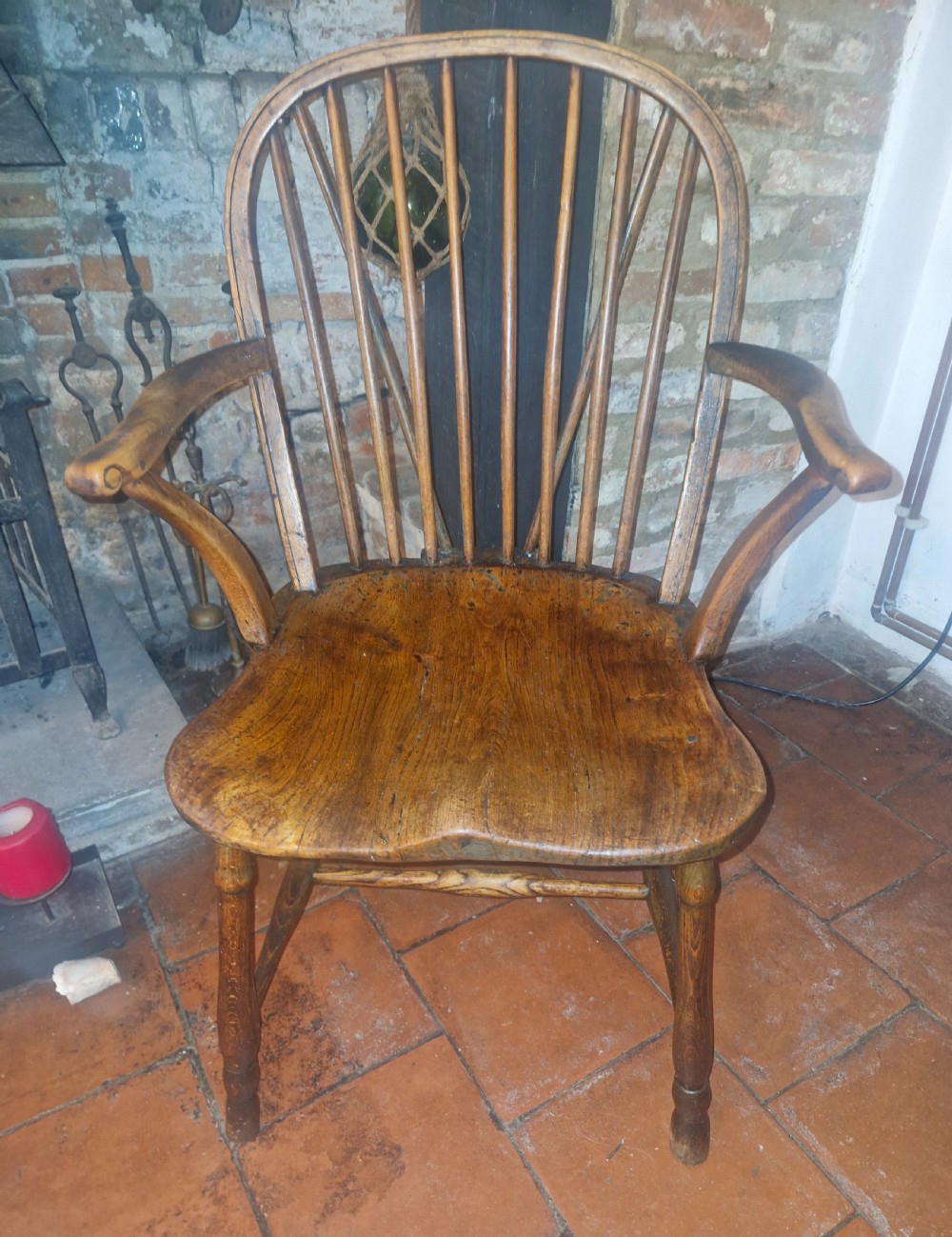 Early 19th century West Country stick back Windsor armchair.  View IX
