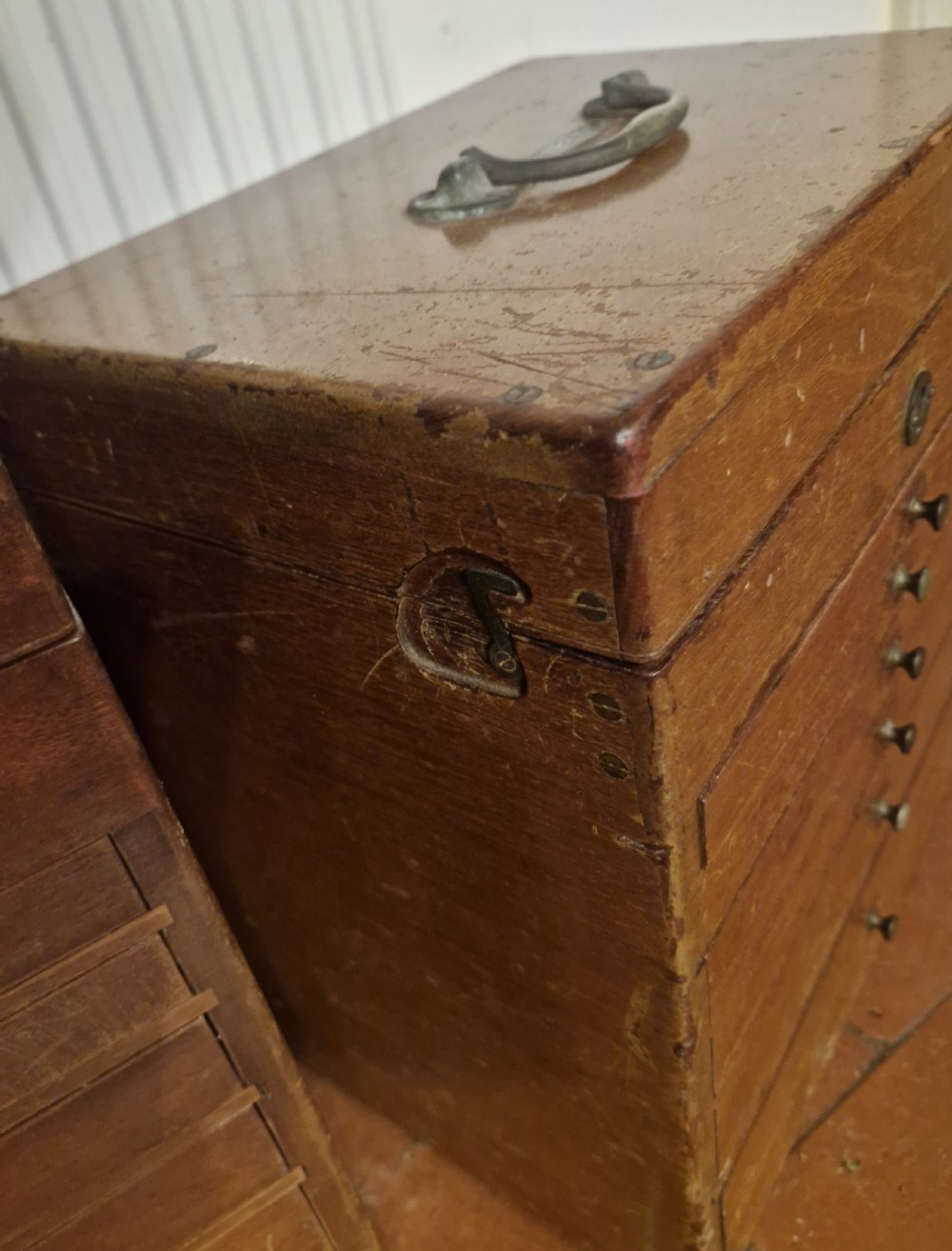 4 early 20th century mahogany specimen chests with carrying handles.  View XII