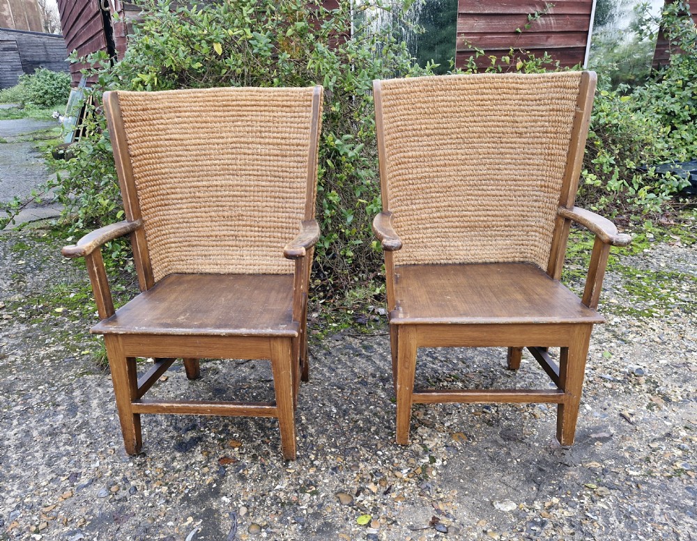 Pair of Edwardian Orkney armchairs