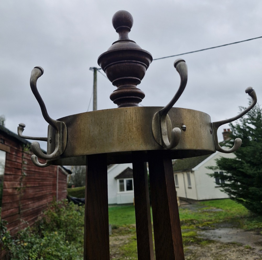 Early 20th century oak hat and coat stand.  View IV