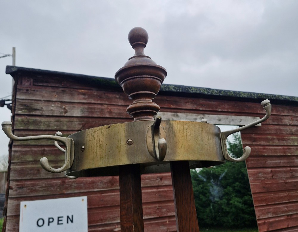 Early 20th century oak hat and coat stand.  View VI