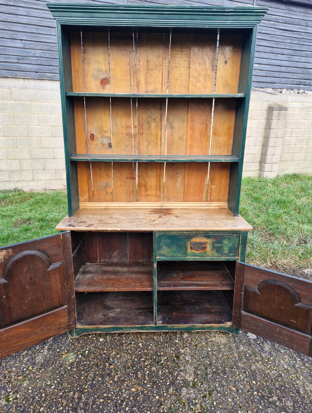 Late 19th century painted 2 part cottage dresser.  View II