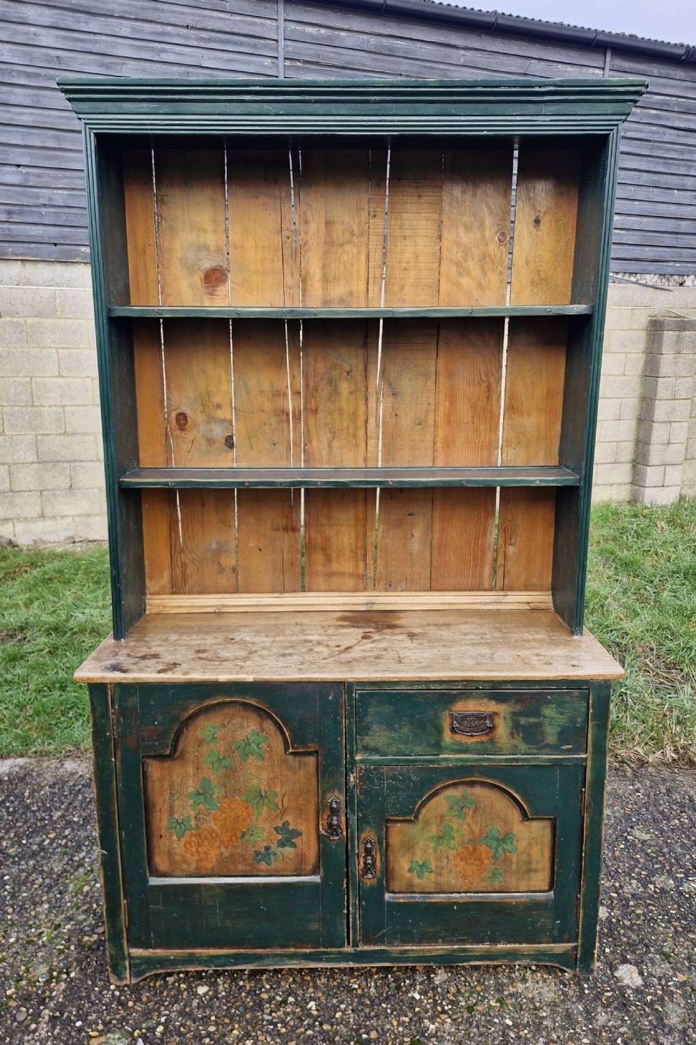 Late 19th century painted 2 part cottage dresser.  View III