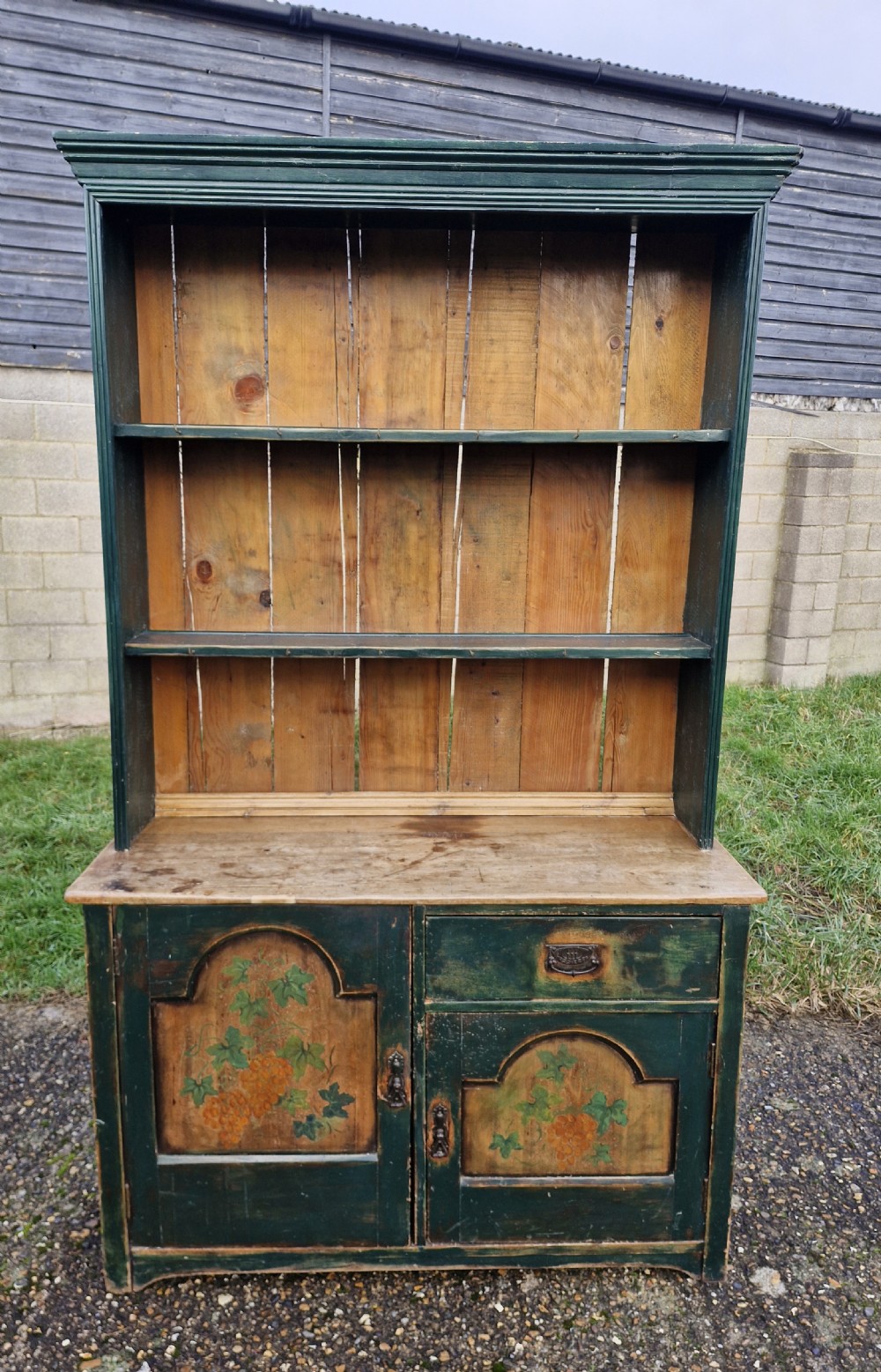 Late 19th century painted 2 part cottage dresser.  View IV