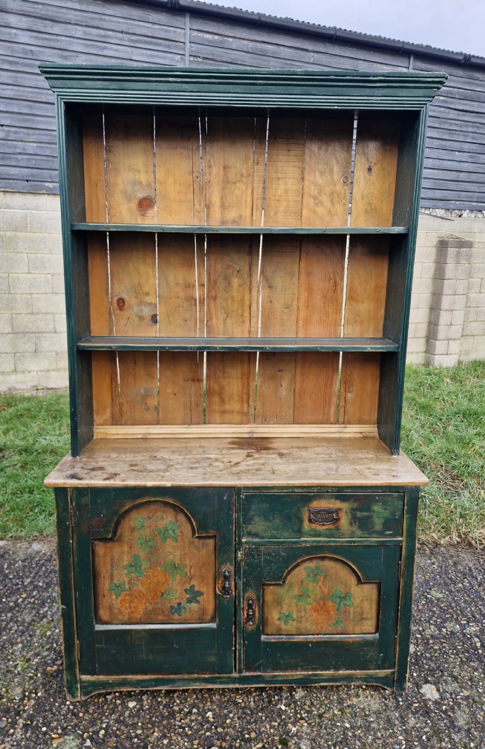 Late 19th century painted 2 part cottage dresser.  View V