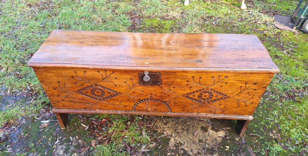 18th century dated elm chest.