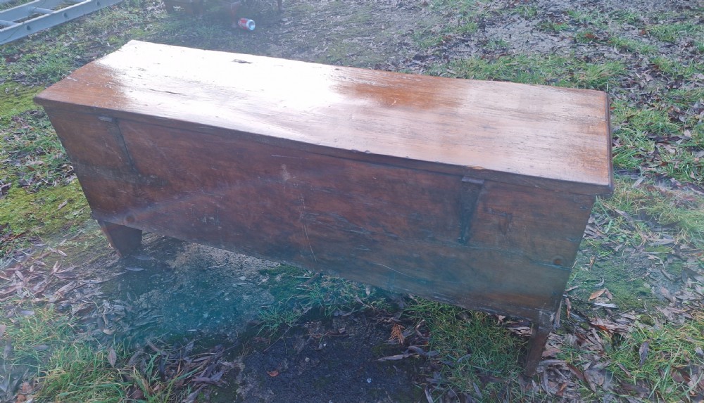 18th century dated elm chest. View V