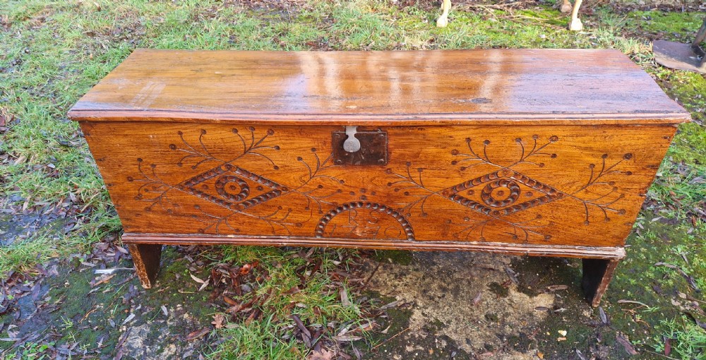 18th century dated elm chest. View VII