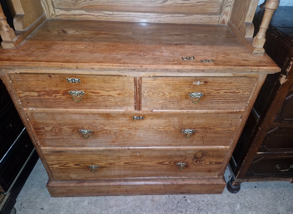 Victorian pitch pine Gothic revival 2 part kitchen housekeepers cabinet  View VII