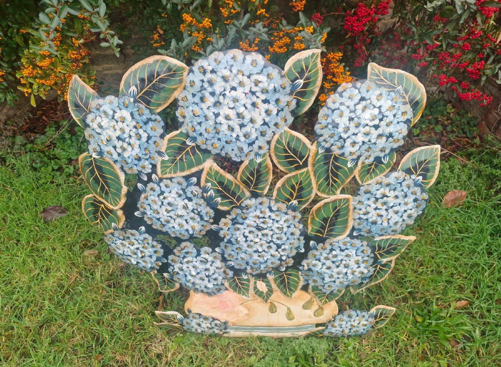 19th century painted toleware screen. 