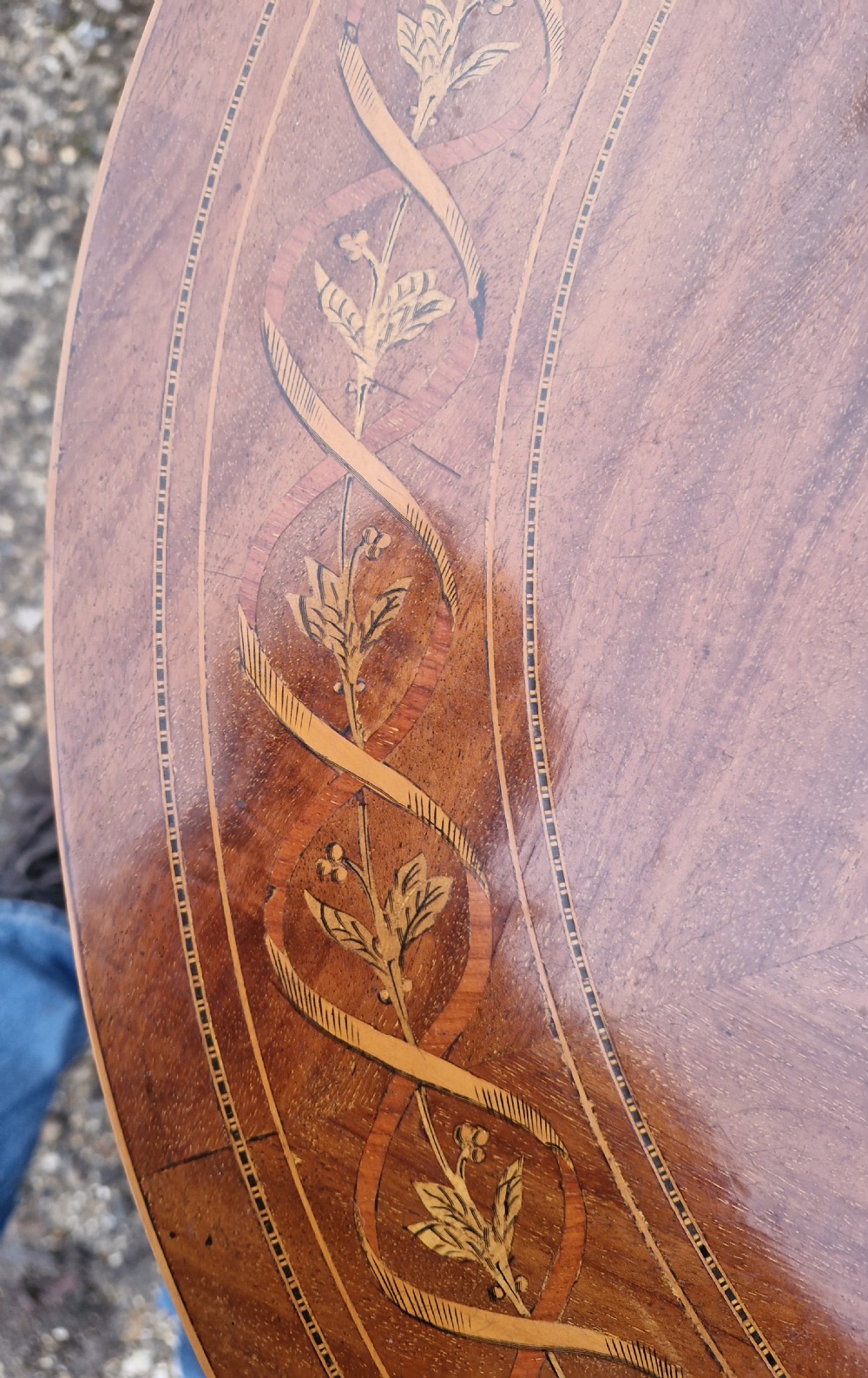 Edwardian inlaid mahogany 2 tier occasional table.  View III