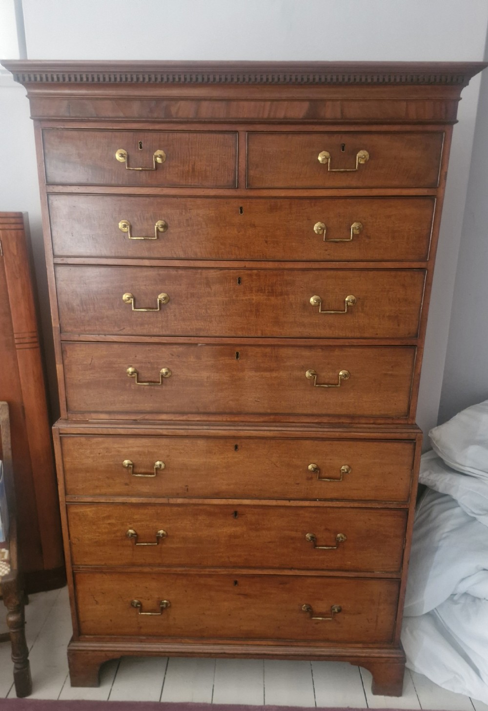 Regency mahogany tallboy chest on chest.  View IV