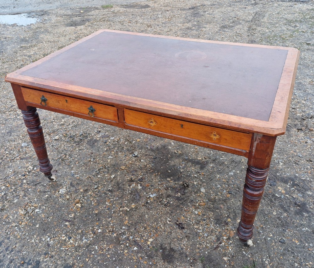 Late Victorian 4 drawer walnut partners writing table.  View IV