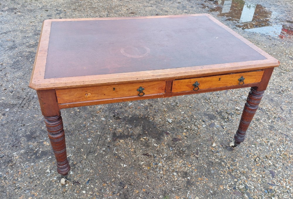 Late Victorian 4 drawer walnut partners writing table.  View VI