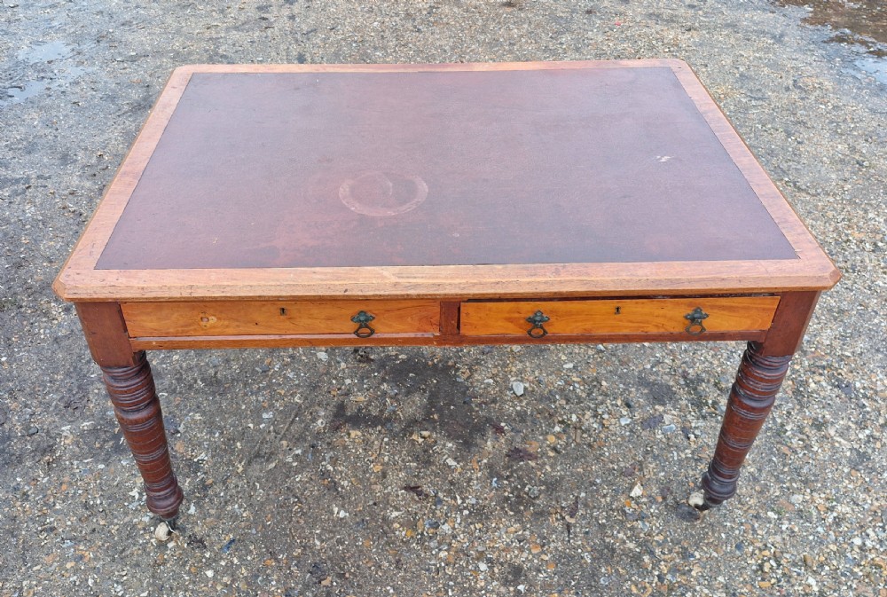 Late Victorian 4 drawer walnut partners writing table.  View VII