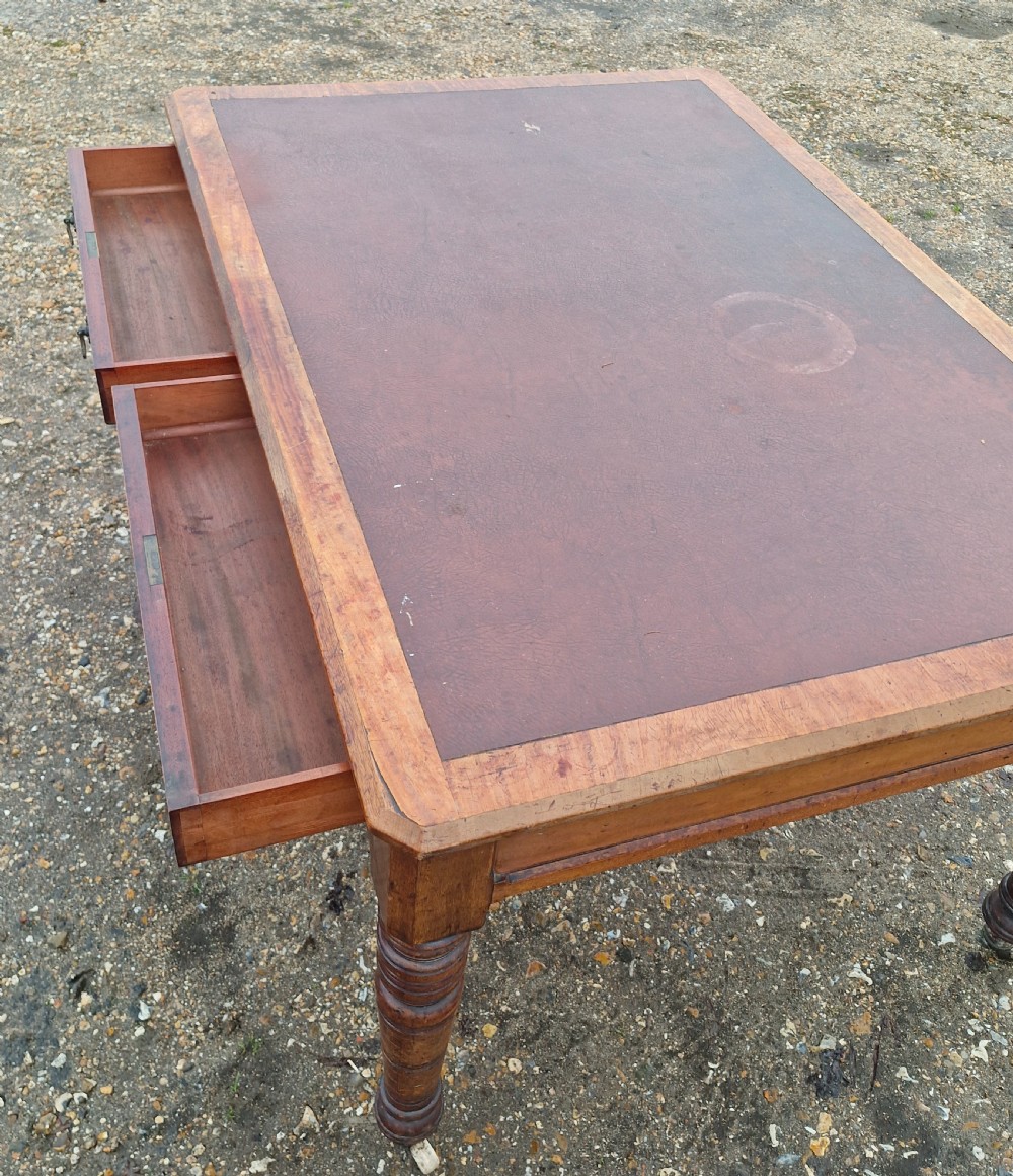 Late Victorian 4 drawer walnut partners writing table.  View VIII
