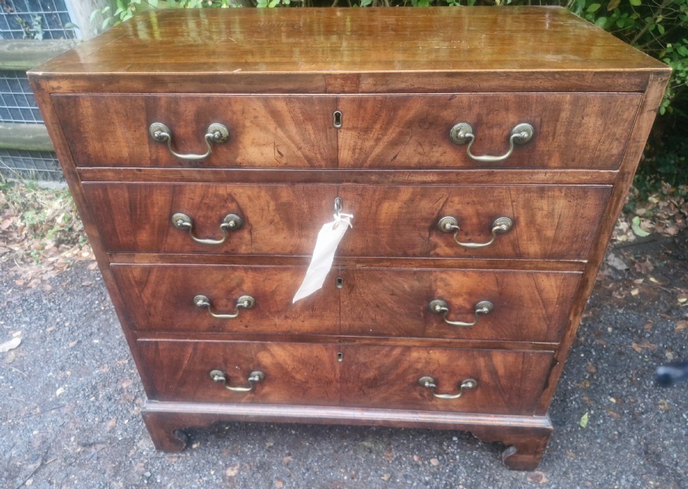 Early 19th century mahogany chest of 4 drawers.  View V