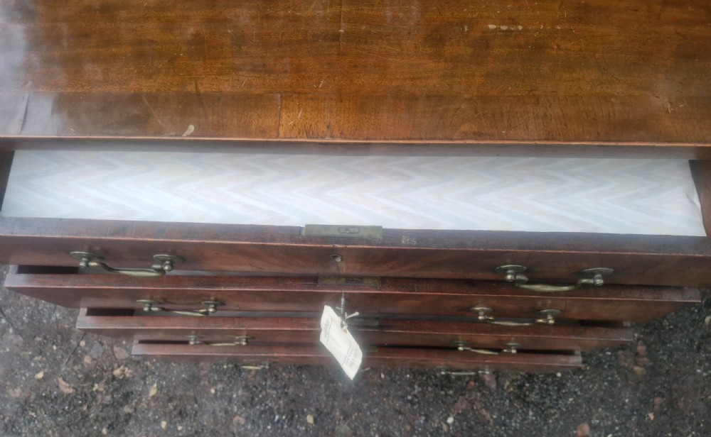 Early 19th century mahogany chest of 4 drawers.  View X