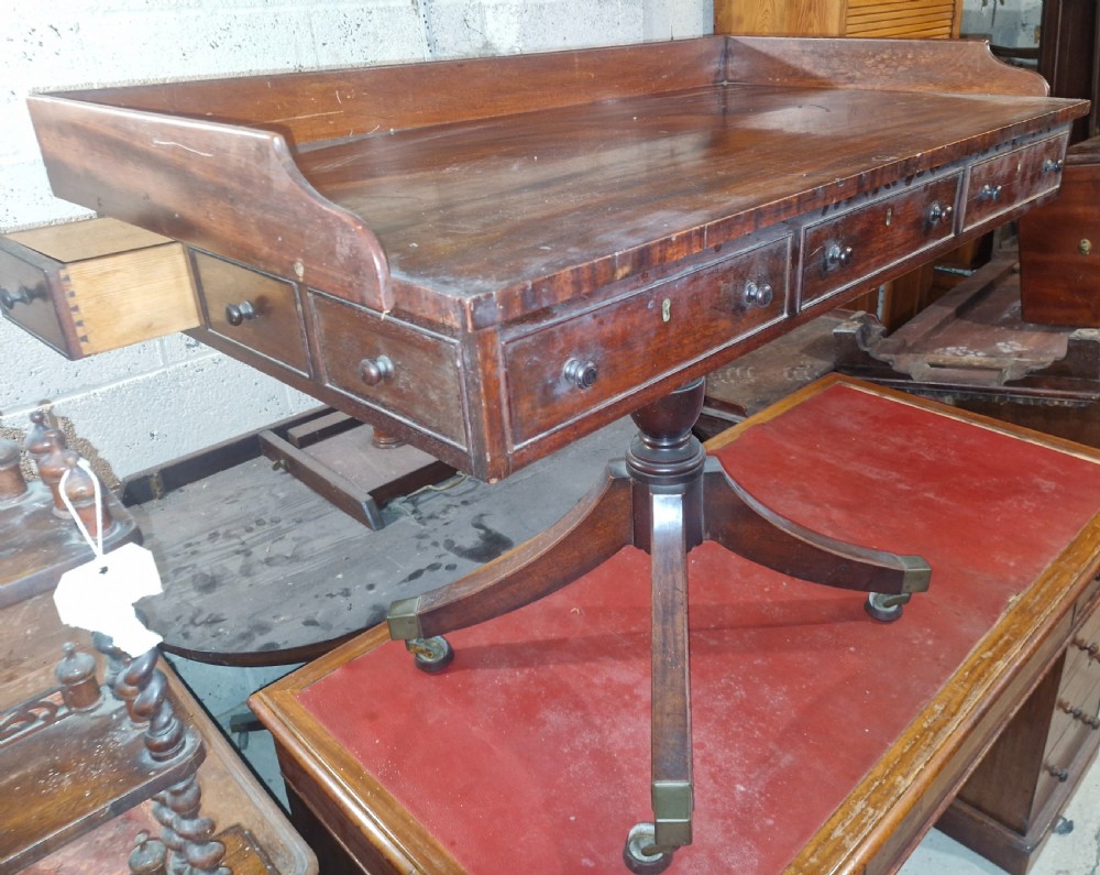 Unusual 19th century mahogany pedestal writing table or side table. View II