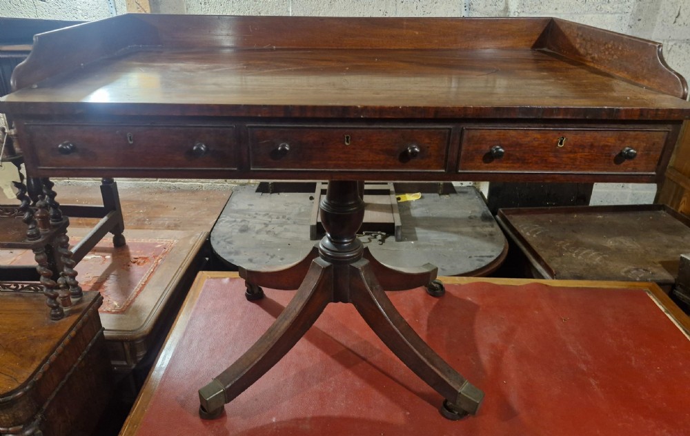 Unusual 19th century mahogany pedestal writing table or side table. View III
