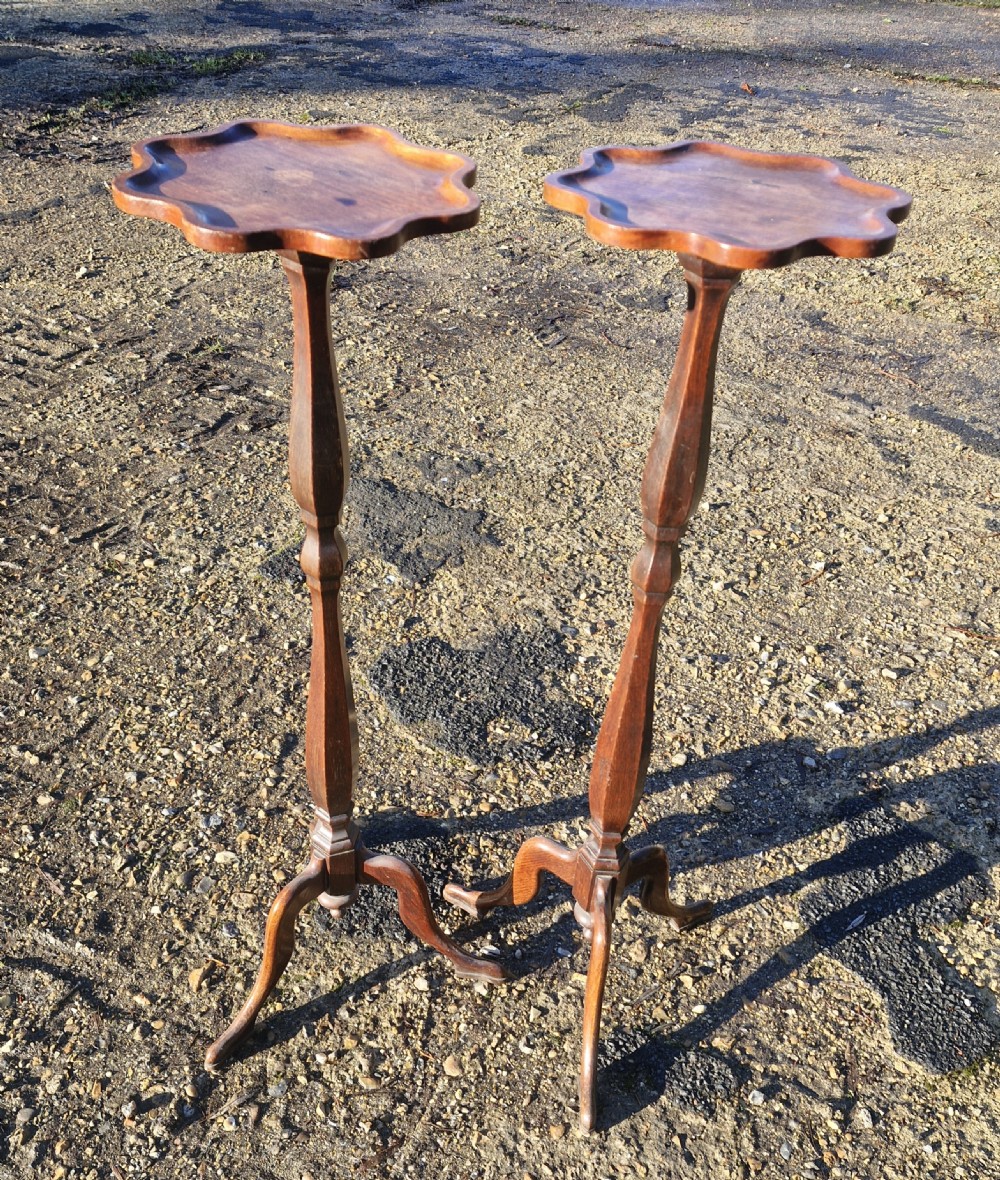 Pair of Edwardian oak plant stands