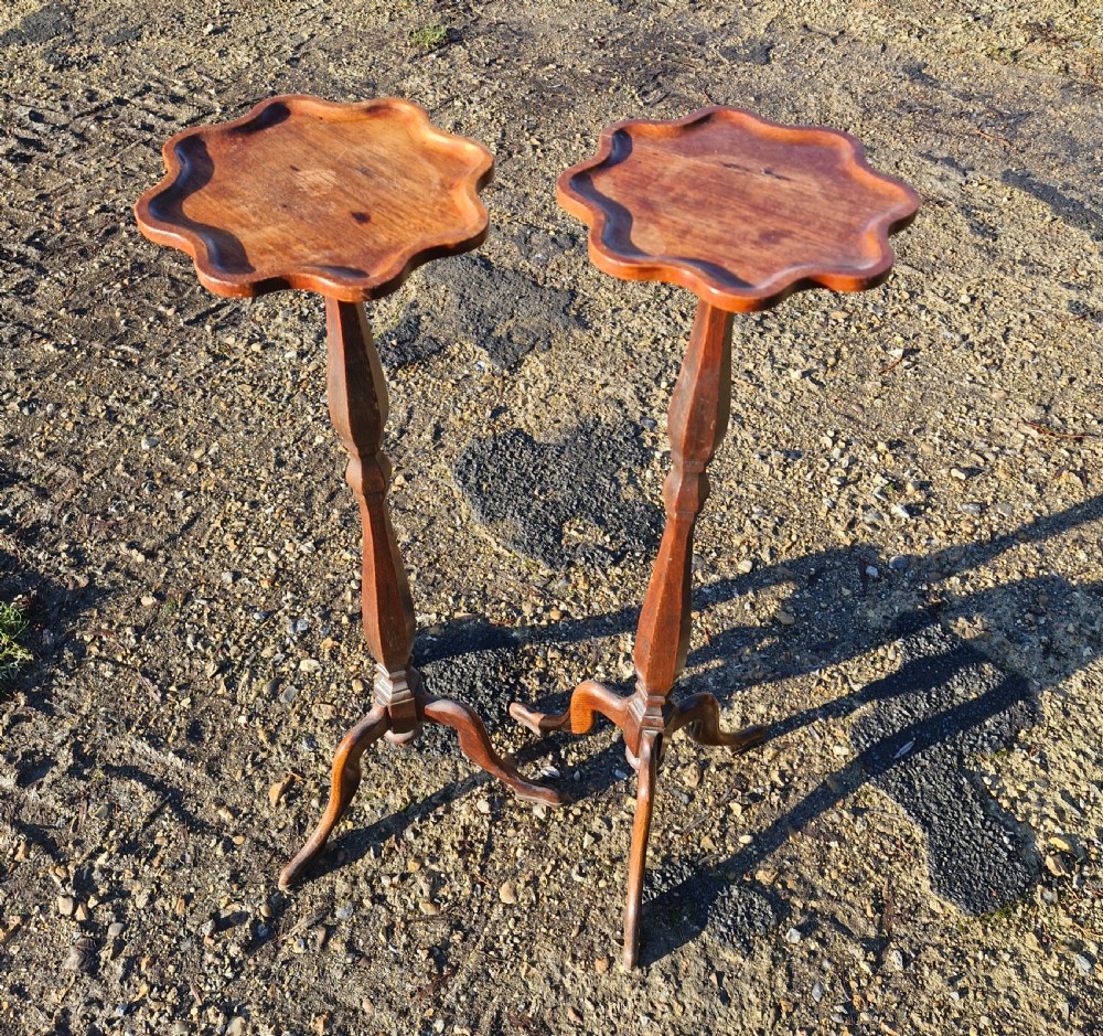 Pair of Edwardian oak plant stands View III
