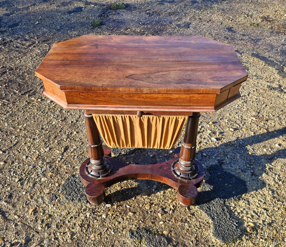 Early Victorian rosewood 2 drawer side work table. 
